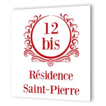 Decoho - Numéro de rue extérieur personnalisable en Dibond Blanc Picto Rouge · Numéro de rue modèle Luxury