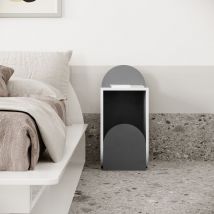 Decortie - Nun Modern Bedside Table 32cm Width Bedroom Furniture - White / Anthracite Grey - White