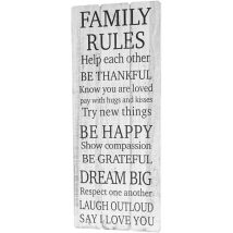 HHG - nunca usado] Letrero de pared Reglas de familia, letrero decorativo de madera, aspecto shabby vintage 76x31cm