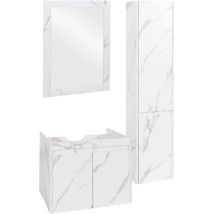 [NUNCA USADO] Conjunto de cuarto de baño HHG-632, lavabo pared espejo mueble de cuarto de baño, MVG revestido de melamina, efecto mármol blanco