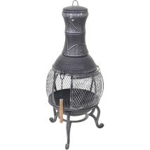 HHG - nunca usado] Estufa de Patio 352, Chimenea de Patio Estufa de Jardín, Hierro Fundido 11,7kg 91x42x42cm