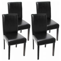 HHG - nunca usado] Juego de 4 sillas de comedor Silla de cocina Littau, cuero, patas negras oscuras