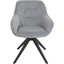 Nunca usado] Juego de 6 sillas de comedor HHG 779, silla de cocina silla tapizada con reposabrazos, giratoria, metal, tela/textil gris claro