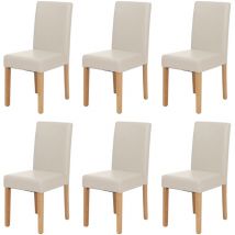 HHG - nunca usado] Lote de 6 sillas de comedor Silla de cocina Littau, polipiel, blanca, patas claras