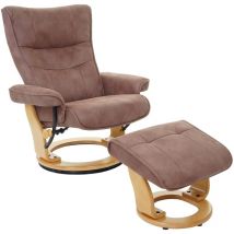 MCA - nunca usado] Sillón relax Montreal, taburete sillón tv, tela/textil 130kg cargable, marrón antiguo, marrón natural