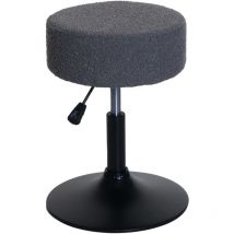 HHG - nunca usado] Taburete 832, taburete de maquillaje, giratorio regulable en altura ø 37cm tejido bouclé (450g/m²) mvg, gris oscuro