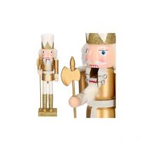 Nussknacker 38 cm mit Axt, Weihnachtsdekoration, goldene Holzsoldatenfigur