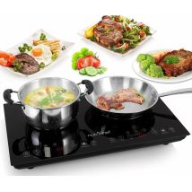 Nutrichef - Piano Cottura A Induzione Portatile In Vetroceramica Con Due Bruciatori Elettrici (1800 Watt) - Piano Cottura A Induzione Con Display 