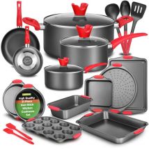 Nutrichef w/Calore Rosso Maniglie del Silicone, Forno Sicuro, Acciaio Inossidabile, Nero