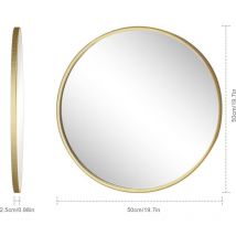 N/Y Trintion Round Wall Mirror 50cm Large Golden Round Metal Wall Mirror Round Frame Home Bathroom Glass Wall Vanity Mirror for Vanity Bathroom