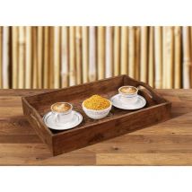 Medium Serving Tray With Handles Platter Oak Tree Design (Burnt Medium:38x25x9cm)