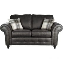 Luxury Life - Oakley Suede Fabric 2 Seater Sofa in Charcoal Black