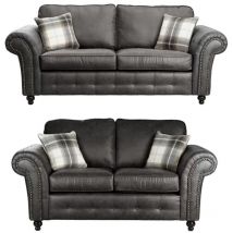 Luxury Life - Oakley Suede Fabric 3+2 Sofa Set in Charcoal Black