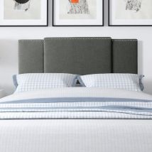 Oasis Storm Grey Linen Double 26 inch Strutted Headboard