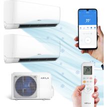 OBAMI - Condizionatore fisso reversibile - Bi-split - 6200W - 21000BTU - 40m2 + 30m2 - Gas R32 - Flusso 4D - Golden Fin - Wifi