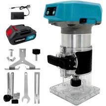 Oberfräsen, Akku-Trimmer-Oberfräse, bürstenloser Handkantenschneider, kompakte Oberfräse zum Schlitzen, Trimmen, Schnitzen, 1/4 Zoll, 6-Gang, + 1 x