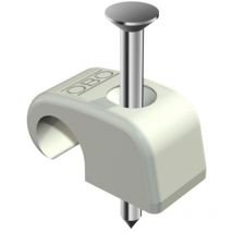 OBO - 100 Stück Haftclip mit Nagel, reinweiß, 2 x 18 mm, für Kabel-Ø 4-7 mm