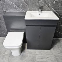 Obsidian 1100mm Bathroom Vanity Set Inc Basin & Toilet In Matt Deep Graphite, With Tap