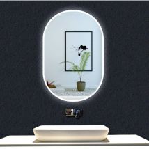 Ocean 45x90cm Miroir de salle de bain ovale à LED avec lumière blanche 6000k Dimmable à l'infini Anti-buée et Mémoire