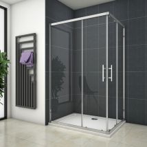 Cabine de douche 76x90x195cm en 6mm verre anticalcaire porte de douche coulissante l'ccès d'angle