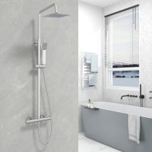 Colonna Doccia con Miscelatore, Soffione Doccia Acciaio Inox, Asta Doccia Regolabile 80-116cm - Ocean Italy