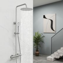 Colonne doccia termostatiche, sistema doccia antiscottature, Miscelatore Doccia con Soffione 25cm acciaio inox e Doccetta 23X11cm, Altezza Regolabile