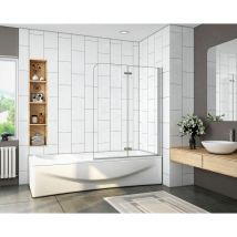 OCEAN Pare-baignoire en 6mm verre anticalcaire 120x140cm écran de baignoire pliant et pivotant