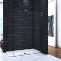 OCEAN Paroi de douche 110x200cm en 8mm verre avec vitrification nano(anticalcaire) livré avec une barre carrée 140cm
