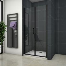Ocean Sanitaire - ocean porte de douche battante noire 80x200cm profité noir et 8mm anti-calcaire