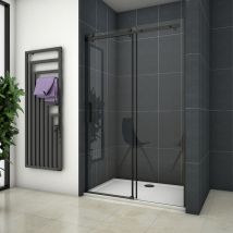 OCEAN porte de douche coulissante noire 100x200cm profité noir et 8mm anti-calcaire