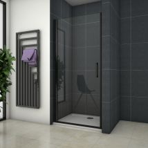 OCEAN porte de douche pivotante noire 80x200cm profité noir et 8mm anti-calcaire