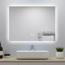 Ocean Specchio da bagno rettangolare con LED,100x60cm,3 Temperature di Colore,Disappannamento,Touch control,Retroilluminato,Funzione Memoria
