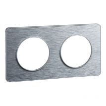 Odace Touch, plaque Aluminium brossé liseré Alu 2 post. horiz./vert. 71mm (S530804J)