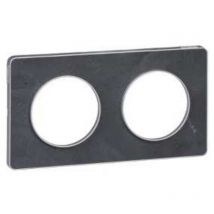 Odace Touch, plaque Ardoise avec liseré Alu 2 postes horiz./vert. entraxe 71mm (S530804V)