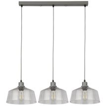 Searchlight Odeon Suspension De Plafond À 3 Barres Lumineuses En Métal Gris Et Verre
