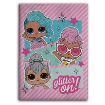 Plaid polaire poupee trois poupées lol fond rose 100x140cm