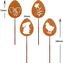 Oeufs de Pâques Rouillé Décoration de Jardin, Patine Rouille Naturelle, Jardin Décoration Fleur Rétro pour Jardin Terrasse Balcon