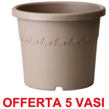Offerta 5 vaso algarve cilindro wheels 40CM taupe Elho