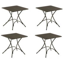 EMU - offerta 4 tavoli in acciaio quadrato pieghevole pigalle 76X76CM marrone india