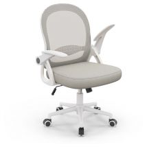Office chair Ergonomic - bigzzia desk chair for bedroom - Swivel computer chairs - Mid-Back Mesh Chair with Flip-up Armrests and Lumbar Support - Grey