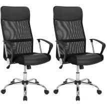 Casaria - Ergonomic Mesh Office Chair High Back Breathable Padded Rocker Seat Adjustable Height 110KG Weight Capacity Home Work Swivel Black or White