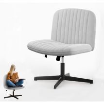 Office chair no wheels Bigzzia Armless office chair Cross legged desk chair Velvet Fabric chair height adjustable swivel computer Chair Grey