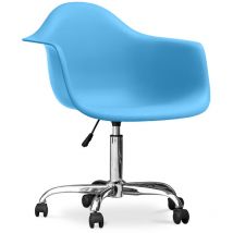 Privatefloor - Office Chair with Armrests - Desk Chair with Castors - Weston Blue Steel, pp, pp, Metal, Nylon - Blue