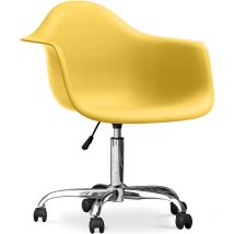 Privatefloor - Office Chair with Armrests - Desk Chair with Castors - Weston Pastel yellow Steel, pp, pp, Metal, Nylon - Pastel yellow