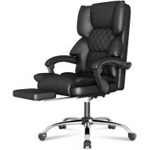 Naspaluro - Office chair with footrest pu Leather Ergonomic Desk Office Chair - High Back Computer Chair - Executive Swivel Chair with Footrest and