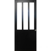 Gd Menuiseries - Officina di porte scorrevoli con vetro trasparente rivestito di nero H204 x L93 + 2 gusci installati