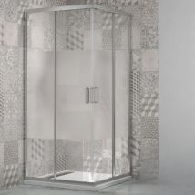 Ogomondo - Box doccia angolare con ante scorrevoli profilo cromato 4 millimetri acidato serigrafato misure 70x70x190h cm regolabile - confezione 1