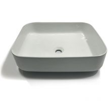 Lavabo da appoggio rettangolare in ceramica bianco lucido - Ogomondo