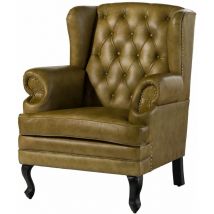 Ohrensessel Echtleder 88x81x105 grün CHESTERFIELD 301