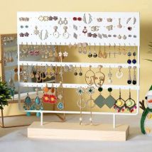 Lablanc - Ohrringe-Organizer, Halter, Schmuckständer, Holzhalter, Ohrring-Organizer, 144 Löcher für Ohrstecker, Ohrringe, Halter (weiß)